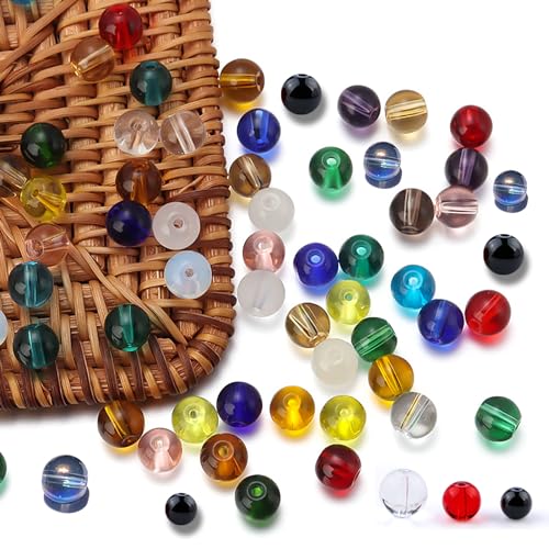 Red Round Crystal Glass Beads for Jewelry Making (4/6/8/10/12mm), Smooth Round Natural Gemstone Glass Spacer Loose Beads for Crafts Bracelets Necklaces Charms - color: Round Smooth Glass Beads:Red