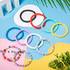 Elecrelive Glass Round Beaded Bracelet Set Clay Beaded Bracelets Stretch Bracelets - color: 10 Colors