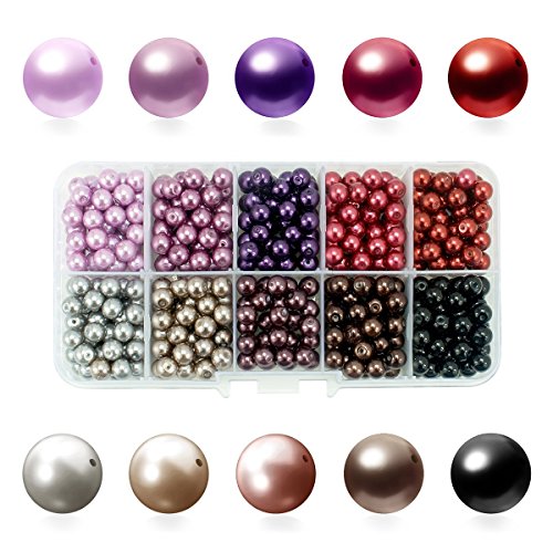 BEADNOVA Satin Pearls Beads for Crafts Tiny Loose Imitation Glass Pearls for Jewelry Making (6mm, 500pcs, Multi Color) - color: 6mm 500pcs Mix Lot M03