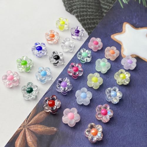 150Pcs Acrylic Flower Beads Candy Color Transparent Plastic Pastel Spacer Beads with Hole for DIY Crafts Wind Chimes Suncatcher Necklaces Bracelets Earrings Jewelry Making(Light Purple) - color: Light Purple