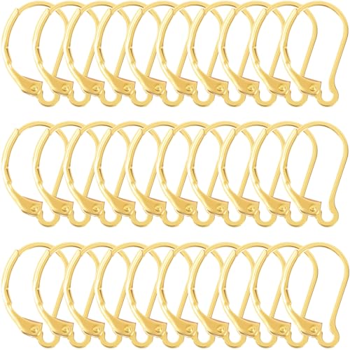 30 Pcs Leverback Earring Hooks, Stainless Steel Clasp Hoop, Hypoallergenic Dangles Earring Hooks, French Ear Wire Findings for Women, DIY Crafts, Jewelry Making (Gold) - color: Gold 30pcs