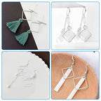 80Pcs Earring Hoop Jewelry Making Earring Beading Hoop Rings Earring Finding Hypoallergenic Square Earrings Beading Hoop Bulk Open Bezel Pendant Frame for DIY Crafts Accessories Supplies(Silver) - color: Square-silver