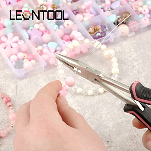 Long Reach Long Nose Pliers with Wire Cutter 6 Inches Small Chain Nose Pliers with Teeth for Jewelry Making Non-slip Handles Long Reach Pliers Working In Tight Spaces, Pink Tool for Women - style: Long Nose Plier