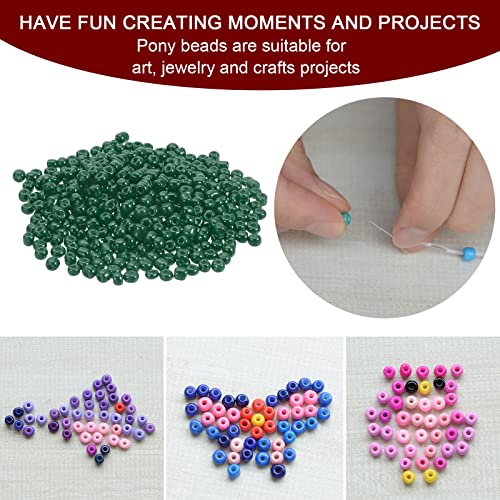 HARFINGTON 2000Pcs Small Glass Beads 6/0 4mm Loose Tiny Round Small Beads for Bracelet Earring Rings Jewelry Making, Black Green - color: Black Green