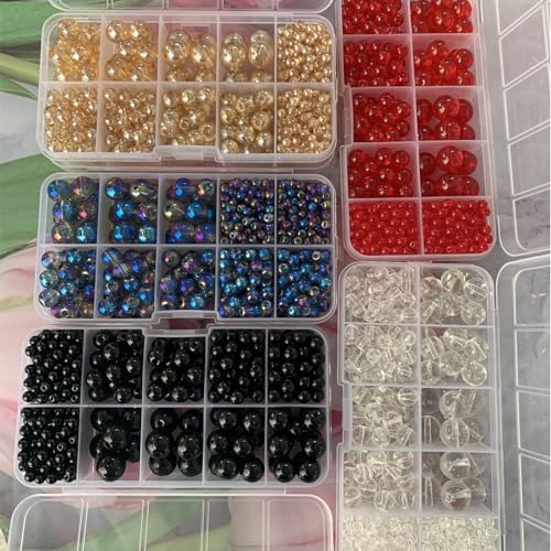 Gocelyn 476PCS Round Crystal Glass Beads for Jewelry Making(Champagne Golden), Glass Spacer Loose Beads for Crafts Bracelets Necklaces Charms Pendants 4/6/8/10/12mm - color: Round Glass Beads: Champagne Golden