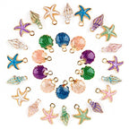 AUEAR, 30 Pack Ocean Alloy Starfish Conch Seashell Charms Pendants for DIY Jewelry Making - color: Ocean Charms 3, size: 30 Pack