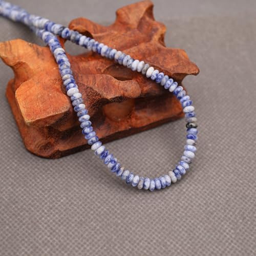 BONNY BOXX 1 Strand (150PCs) Natural 2 * 4mm Blue Dot Rondelle Beads, Natural Abacus Disk Stone Beads Loose Spacer Gemstone for DIY Bracelet Necklace Jewelry Making - color: Blue Dot, size: 2*4MM