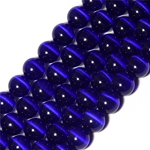 HAAMIIQII 30pcs 12mm Dark Blue Cat Eye Beads Round Loose Gemstone Beads for Jewelry Making Strand 15 Inch - color: Dark Blue, size: 12mm (30pcs)