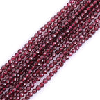 GEM-Inside Natural 3mm Red Garnet Gemstone Faceted Round Stone Loose Beads Crystal Energy Power for Jewelry Making 15" - color: AAA Red Garnet, size: 3mm