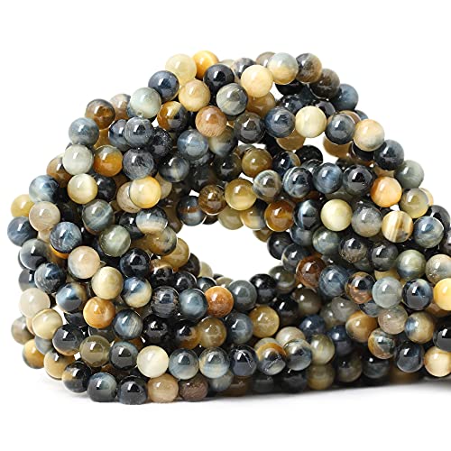 60PCS 6mm Natural Dream Tiger Eye Stone Round Loose Beads for Jewelry Making DIY Bracelet Necklace Materials 1 Strand 15" - color: Dream Tiger Eye, size: 6mm