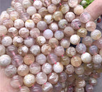 ABCGEMS Madagascan Cherry Flower Sakura Agate Beads AKA Cherry Blossom Agate (Gorgeous Inclusions) Crystal Chakra Energy Healing Stone DIY Jewelry Making Smooth Round 10mm - color: Sakura Agate (From Madagascar)