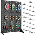 Metal Pegboard Display Stand with 15 Peg Hooks, Tabletop Pegboard Shelf for Craft Shows & Fairs, Retail Stores, Vendors Arts and Crafts Finishing - 17x13 Inch & Black - color: Black