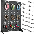 Metal Pegboard Display Stand with 15 Peg Hooks, Tabletop Pegboard Shelf for Craft Shows & Fairs, Retail Stores, Vendors Arts and Crafts Finishing - 17x13 Inch & Black - color: Black
