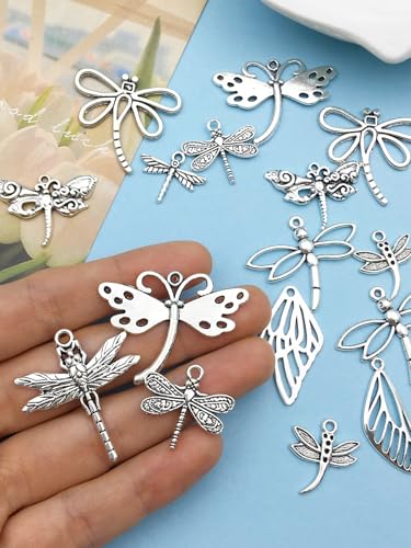 Youdiyla 110PCS Ancient Silver Dragonfly Series Pendant Jewelry Making DIY Keychain Earrings Pendant Various Design Charms for Jewelry Making Bracelets Necklace (SN11) - color: SN11