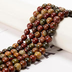 100pcs Natural Stone Beads 8mm Picasso Jasper Round Genuine Real Stone Beading Loose Gemstone Hole Size 1mm DIY Charm Smooth Beads for Bracelets Necklaces Earrings Jewelry Making Crafts - color: Picasso Jasper