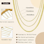 Gold Layered Necklaces for Women, 14K Gold Plated Dainty Gold Chain Choker Necklace Stack, Herringbone Gold Necklaces Set - color: gold-3-Box