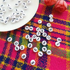 Amaney 500pcs White Acrylic Number Beads 7x4mm Mixed Number Beads Acrylic Plastic Round Shape Loose Beads - color: White, size: 7x4mm