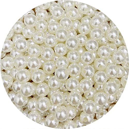 200pcs 10mm Pearl Beads Satin Luste Round Loose Plastic Pearl Craft Beads for Jewelry Making Earring Bracelet Necklace Key Chains Sewing Crafts Decoration (Beige) - color: Beige, size: 10mm