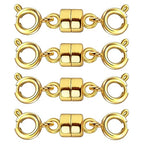 Double Magnetic Necklace Clasps and Closures 14K Gold and Silver Bracelet Extender Jewelry Clasps Converters for DIY Jewelry Making - color: 4Pcs Gold