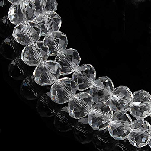 12MM Clear Glass Crystal Beads Faceted Rondelle Shape Beads for Jewelry DIY or Making & Design (12MM, GB-1007) - color: Clear, size: 12MM
