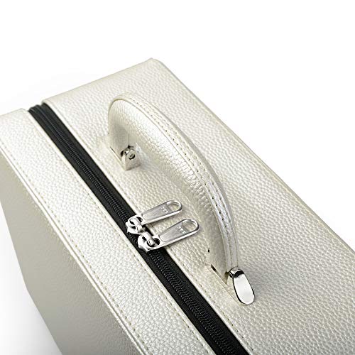 Oirlv Leather Jewelry Box Handmade Travel Jewelry Organizer Storage Case Holder For Girl Lady Earring,Ring,Necklace,Pendant,Watch,Bracelet。(X010)White - color: White
