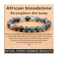 AD Beads Handmade Gemstone Stretch Elastic Bracelet Crystal Healing Reiki Nature's Beauty and Spiritual Essence Unisex - color: African Bloodstone (Strengthen the Body), size: 8mm