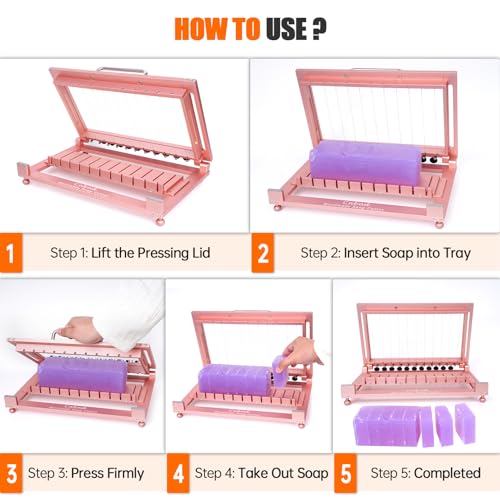 Multi Soap Cutter for Soap Making,Aluminum Soap Cutting Tool,Precision Soap Cutter Slicer with Cutting Wire for Cheese, Butter, Cake, Bread DIY (Pink) - color: Pink