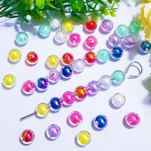 Mixed Lots Shiny AB Color Acrylic Bead DIY Beading Hairband Bracelets Necklace Craft Embelishment (Mixed Colors-Round) - color: Mixed Colors-Round