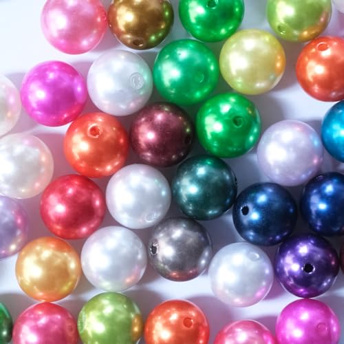 80PCS 20MM Bubblegum Beads for Pens, Mixed Color Pearls Disco Ball Chunky Large Acrylic Round Beads for Bag Focal Beadable Pen Keychain Making Jewelry Bracelet Making DIY Crafts - color: Pearls Beads