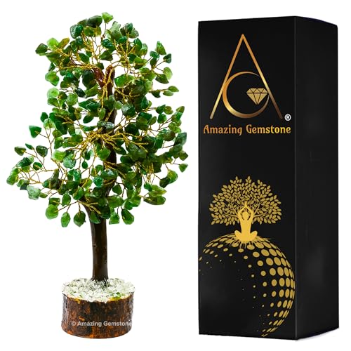 Amazing Gemstone Crystals and Healing Stones Birthday Gifts for Women - Green Aventurine Crystal Tree of Life Home Decor Stocking Stuffers, Bookshelf, Room, Meditation Gift Unique Birthday Gifts - color: Green Jade