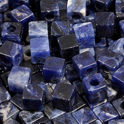 TUMBEELLUWA Stone Bead for Jewelry Making, Healing Crystal Large Hole Square Shape Loose Beads Pack of 15,Sodalite - color: blue