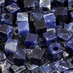 TUMBEELLUWA Stone Bead for Jewelry Making, Healing Crystal Large Hole Square Shape Loose Beads Pack of 15,Sodalite - color: blue