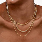 3PCS Gold Necklaces for Women,Chunky Statement Gold Plated Necklace Stack Layered Sterling Silver Herringbone Chains for Women Dainty Trendy Silver Chains Stacked Jewelry Gifts - color: gold cuban necklace set