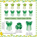 SUNNYCLUE 1 Box 40Pcs Lampwork Glass Beads Fengshui Chinese Cabbage Green Vegetable Handmade Lampwork Charms Bulk Fortune Wealth New Year Good Luck Loose Spacer Beads for Jewelry Making Kits