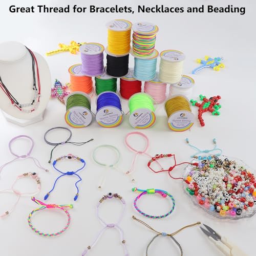 LUSTEMBER 0.8mm Nylon String, Strong Bracelet String, Durable Nylon Cord for Jewelry Making, Bracelets, Beading, Necklaces, Rattail Braiding, Kumihimo, Wind Chimes, Blinds and Handicrafts - size: Sapphire Blue