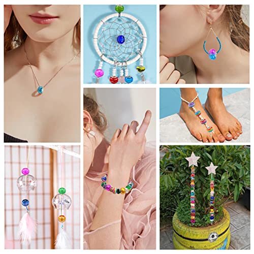 TOAOB 150pcs Glass European Large Holes Beads Assorted Resin Spacer Rhinestones Lampwork Craft Beads for Bracelets Necklaces Jewelry Making