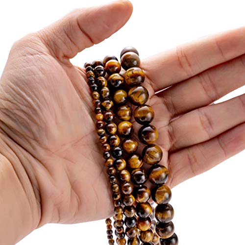 BEADIA Natural Yellow Tiger Eye Stone Round Loose Semi Gemstone Beads for Jewelry Making 8MM 44PCS - color: Yellow Tiger Eye, size: 8mm