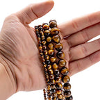 BEADIA Natural Yellow Tiger Eye Stone Round Loose Semi Gemstone Beads for Jewelry Making 6MM 61PCS - color: Yellow Tiger Eye, size: 6mm
