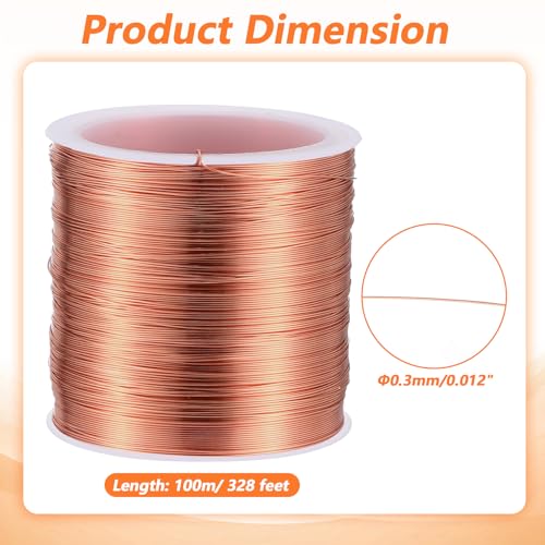 28 Gauge Jewelry Copper Wire, 328 ft/100 m Rust Resistant Craft Copper Wires, Bulk Soft Pure Red Coppers Wire, Plated Metal Thin Beads Wires for Making Crafts Wrapping Jewelry - color: Red Copper