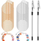 30 Pcs Snake Chain Charm Bracelet with Bracelet Helper - Adjustable DIY Jewelry Making Kit for Women, Gold & Silver Metal Bracelets with Heart Lobster Clasp Extender, Craft Supplies & Gifts
