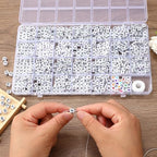 Acrylic Letter Beads 4mm Flat Round, 6mm Square - Beads for Making Friendship Bracelet or Necklace (28 Pieces of Square White with Black) - color: 28 pieces of square white with black