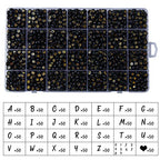 1400pcs Letter Beads, 4x7 mm Acrylic Alphabet Beads, Beads for Jewelry and Bracelet Making, in 28 Grid Box (Black and Gold) - color: Black Beads Gold Letter