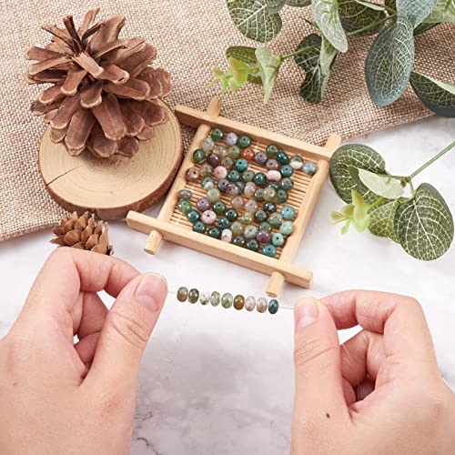 Cheriswelry 104pcs/Strand 6mm Natural Indian Agate Stone Beads Rondelle Gemstone Loose Spacer Abacus Beads Smooth Charms for DIY Craft Earring Bracelet Necklace Jewelry Making Supplies - color: Natural Indian Agate*2