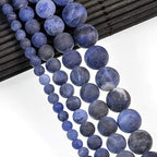 Natural Matte Gemstone Round Spacer Beads (4mm, Blue Sodalite) - color: Blue Sodalite, size: 4mm