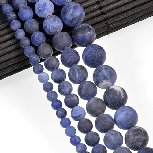 Natural Matte Gemstone Round Spacer Beads (4mm, Blue Sodalite) - color: Blue Sodalite, size: 4mm
