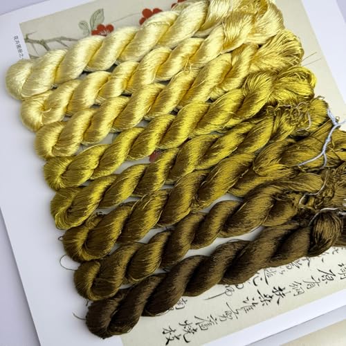 100% Nature Mulberry Handmade Embroidery Silk Thread Woven Jewelry Accessory Artificial Flowers Cross Stitch Floss DIY Sewing Kits 8 Gradient Colors 110m Each (21) - color: 21