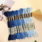 12 Skeins 105 Yards 6 Ply Variegated Embroidery Thread Friendship Bracelets String Blue Gradient Cross Stitch Floss Yarn Thread Bulk for Jewelry Making Hand Sewing Knitting Stitching Crafts - color: Blue