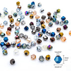 3000pcs 3mm Bicone Crystal Beads, Bulk Small Faceted Bicone Glass Beads for Jewelry Making DIY Craft Bracelet Necklace Earring with Container Box (15 Plated Metallic Colors) - size: 3mm