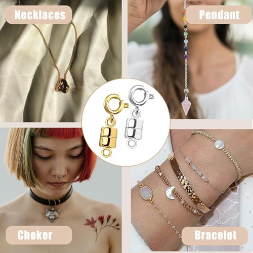 20 Pcs Magnetic Bracelet Necklace Clasps Extenders Adjustable Chain Connectors for Necklaces & Bracelets in Gold & Silver Secure Closures for Jewelry Extensions