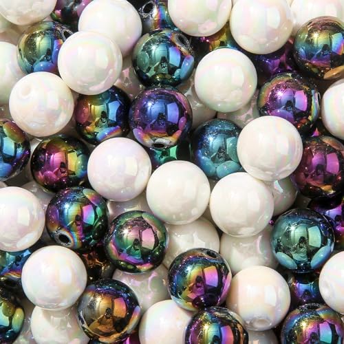16mm Acrylic Beads 100pcs Chunk Bubblegum Bead Beads for Pens for Necklace Jewelry Bracelets DIY Crafts Making (Colorful) - color: colorful